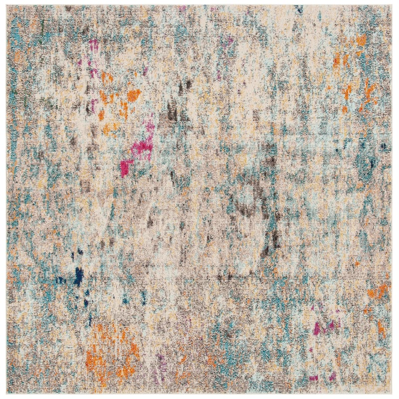 SAFAVIEH Madison Gudlin Modern Abstract Watercolor Rug - 3' x 3' Square - Grey/Gold - Square