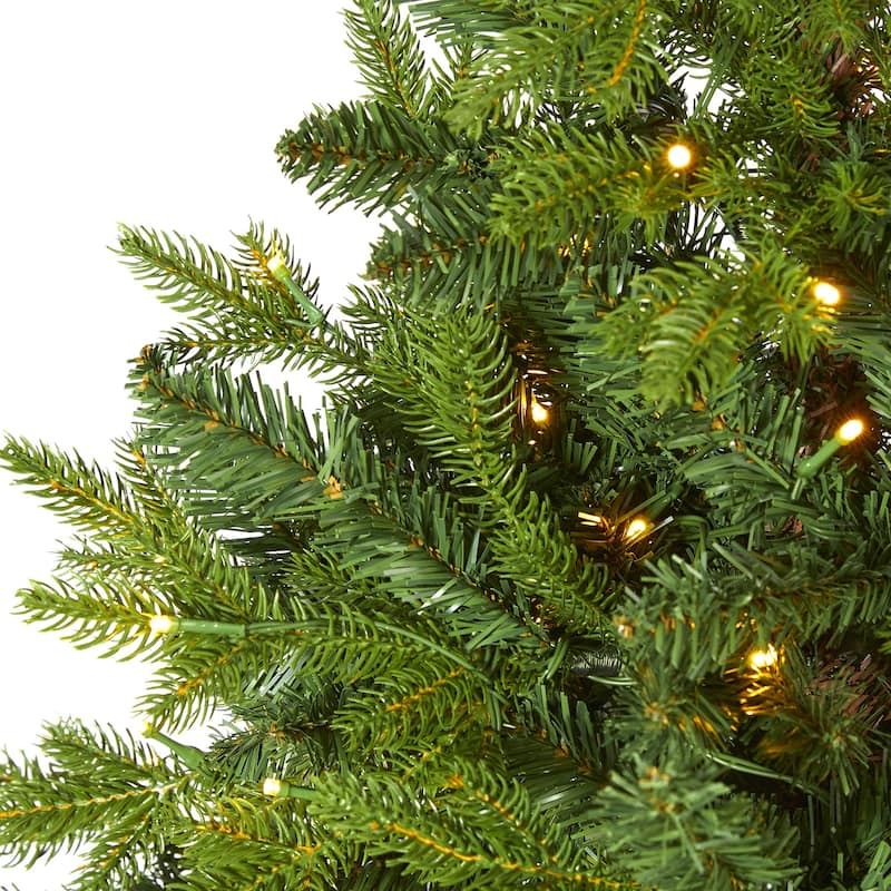 5ft. Fir Look Artificial Christmas Tree with 190 Clear LED Lights, Burlap Base & 1217 Branches - Rustic Holiday X-Mas Tree