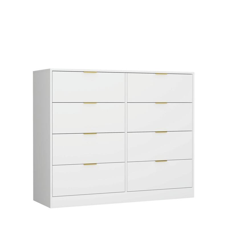 8-Drawer Tall Wood Dresser, Modern Handle-Free Storage Chest for Bedroom, Living Room or Hallway