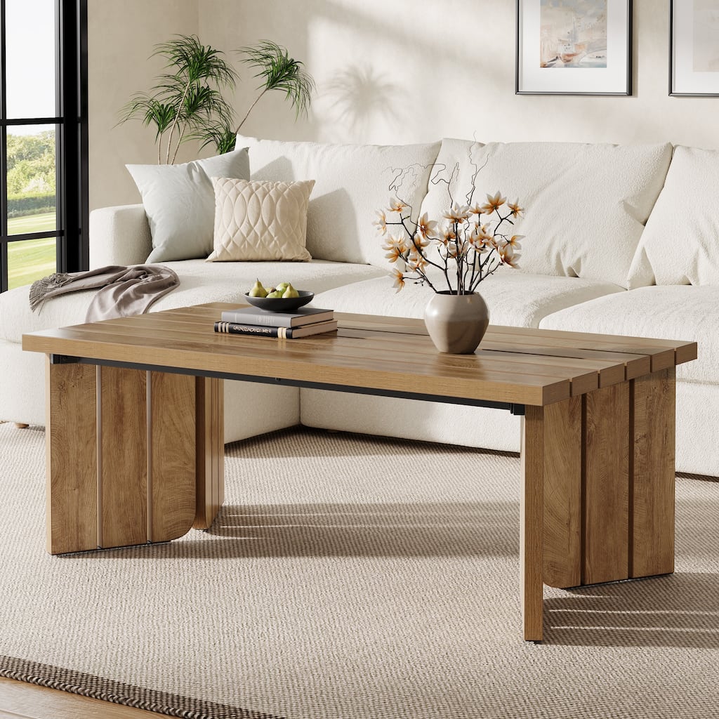 47" Rectangular Wooden Center Coffee Table for Living Room