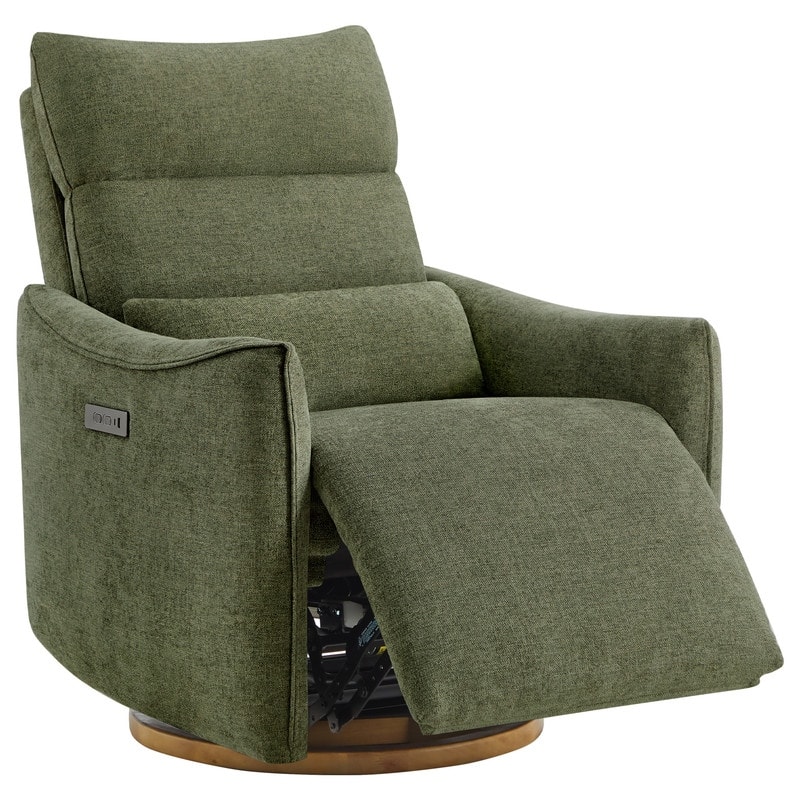Spruce & Spring Power Swivel Recliner Chair Dual-Motor Nursery Glider with Lumber Pillow