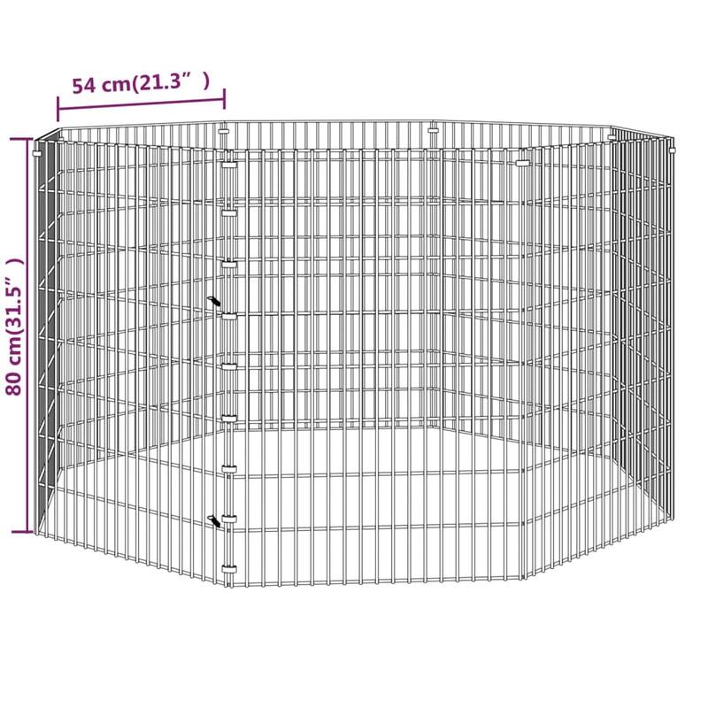 vidaXL Free Range Animal Enclosure Rabbit Hutch Free Range Pen Galvanized Iron