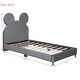 preview thumbnail 30 of 30, Velvet Upholstered Bear Ear Platform Bed, Eye-catching Design, Sturdy Frame