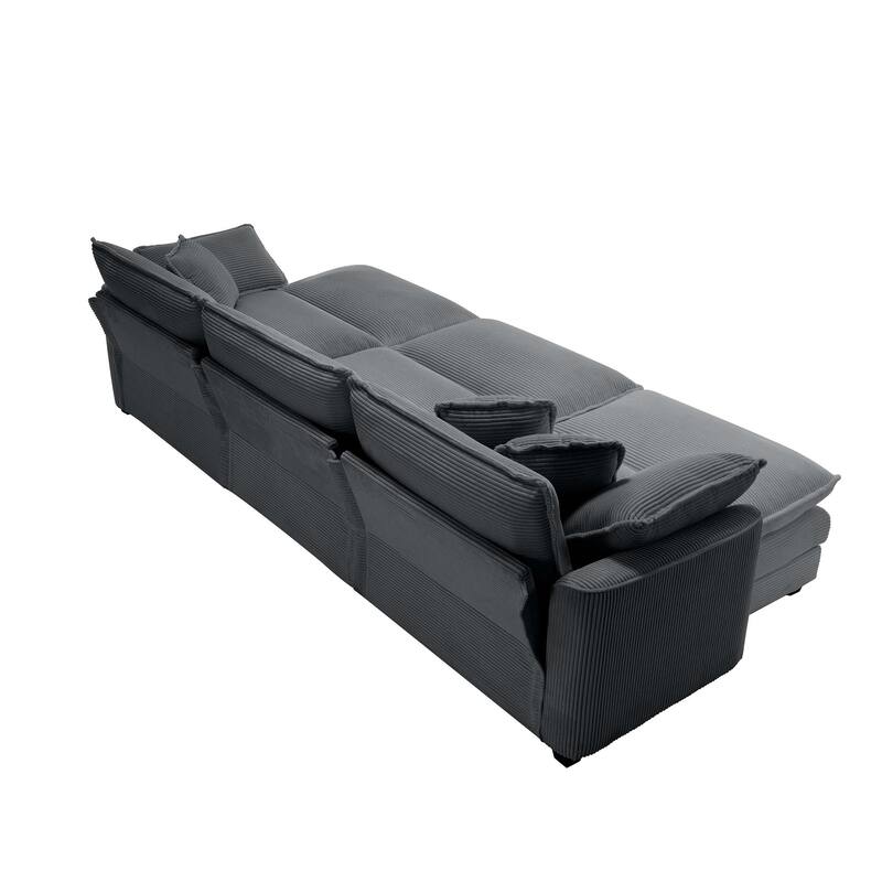 Oversized Corduroy Sofa with 3 Ottomans, Modular Set for Living Room, Convertible Sleeper