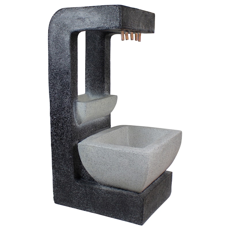 LED Lighted Rainfall Outdoor Water Fountain with Planter - 26"