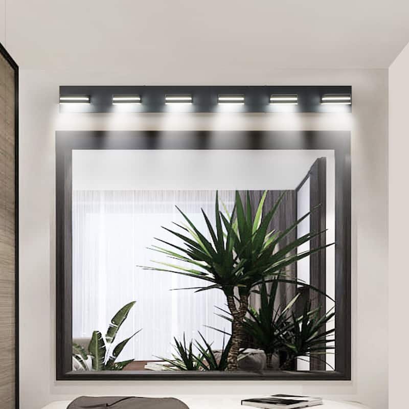 Modern Black LED Vanity Light, 6-Lights Wall Sconce for Bathroom and Mirror, Sleek Minimalist Design, Energy-Efficient