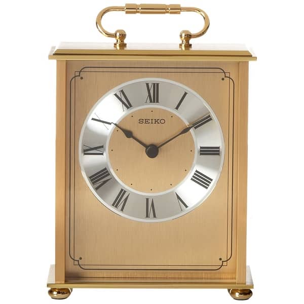 Seiko QHG102GL Desk and Table Executive Carriage Clock, Gold-Tone Solid  Brass Base & Top - Overstock - 29399510