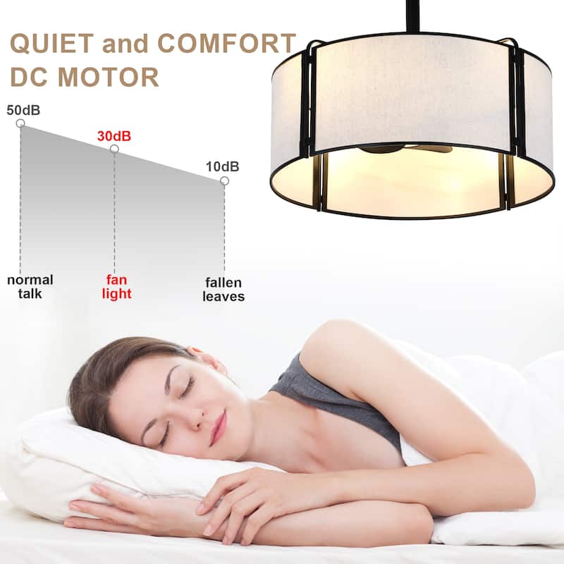 Bella Depot 19" Modern Caged Ceiling Fan with Light Kit and Remote Control 6-Speed Reversible DC Motor - 19”