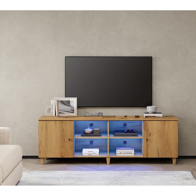 WAMPAT TV Stand for 75 Inches TVs, Modern Media Console
