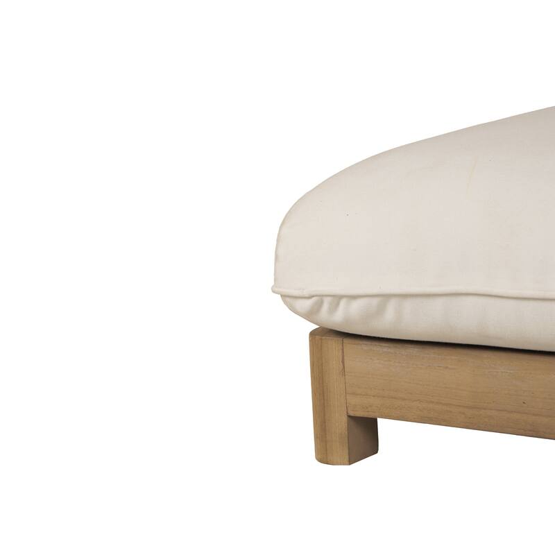 NADAAL STUDIOS Sorelle Outdoor Lounge Chair, Adjustable Backrest, Solid Teak Frame, Brown Olefin Fabric