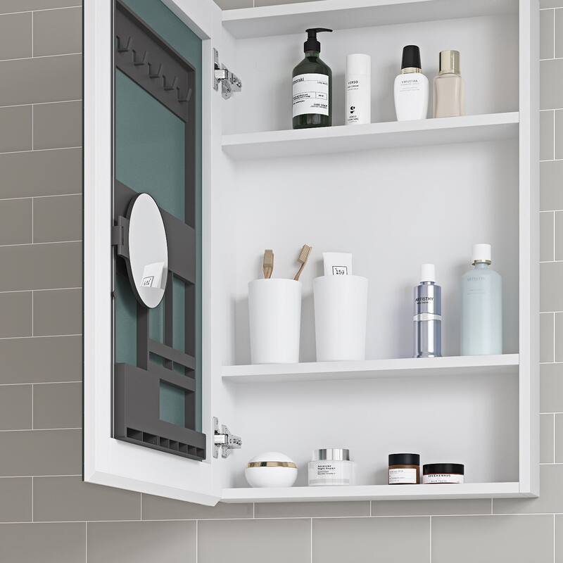 Wall Mounted Bathroom Medicine Cabinet with HD Mirror, Recessed or Surface Mount, Storage for Cosmetics & Personal Care