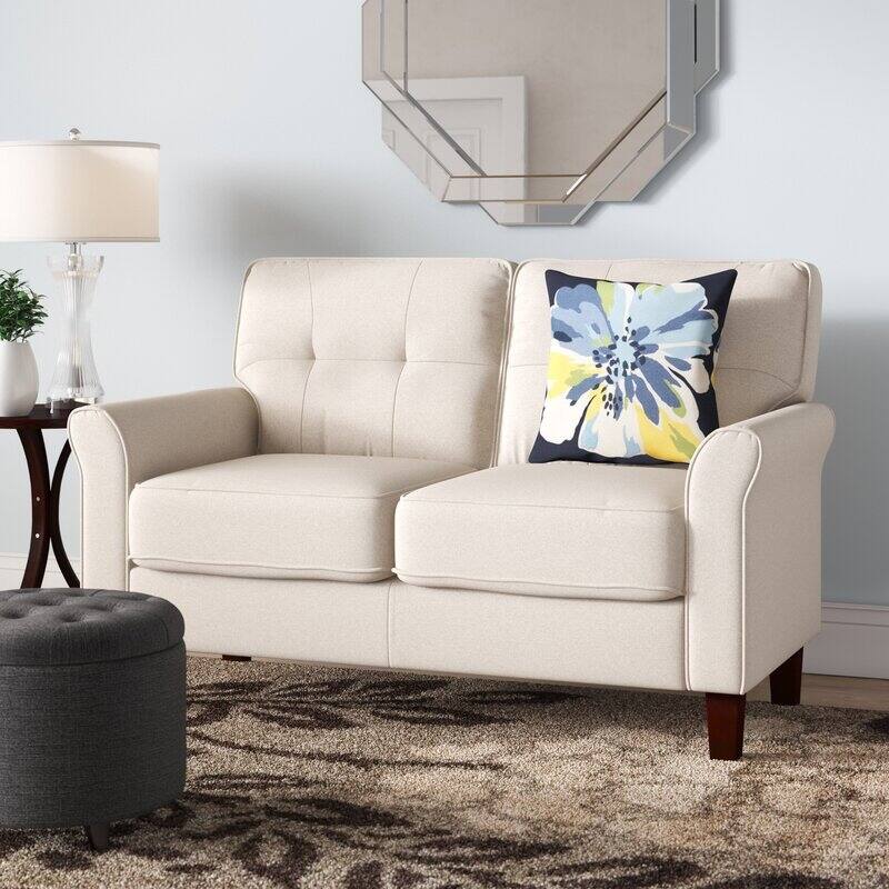 Kouchouk 54.5'' Linen Flared Arm Loveseat - Beige