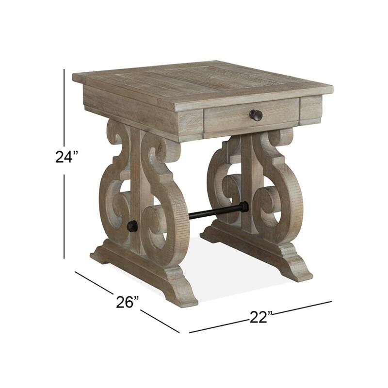 Magnussen Home Tinley Park Dove Tail Grey Rectangular End Table - 22''W x 26''D x 24''H