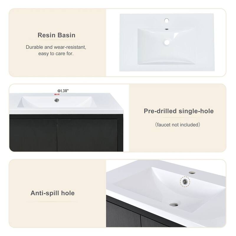 30" Classic Bathroom Vanity Set with Sink and 2 Soft-Close Doors