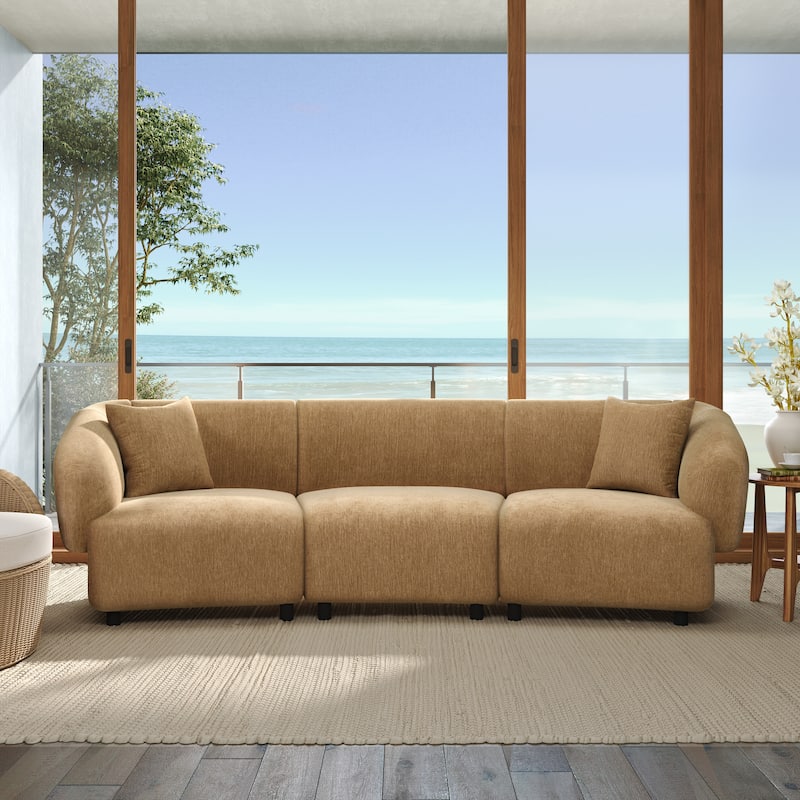 Christopher Knight Home - Hulk Curved Boucle 3-Seat Sofa with Sturdy Wooden Frame