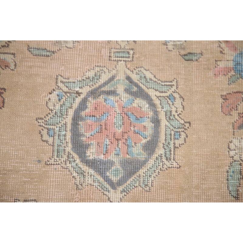 Hand Knotted Oriental 100% Wool Carpet Traditional Medallion Peach Tabriz Area Rug - 12' 8'' X 9' 8''