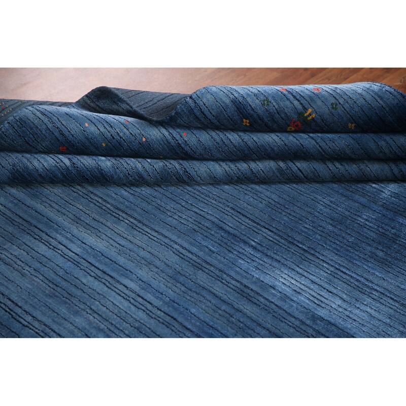 Blue Gabbeh Oriental Area Rug Handmade Living Room Silk Carpet - 8'9"x 11'4"