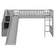 preview thumbnail 13 of 28, All-in-one Loft Bed Built-in Ladder Wood Frame Loft Bed with Slide, 2 Drawers, Storage Stairs & Underbed Activity Space for Kids