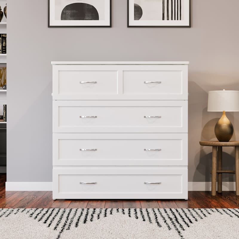 AFI Northfield Murphy Bed Chest with 6" Mattress, Storage Drawer & Built-In Charger