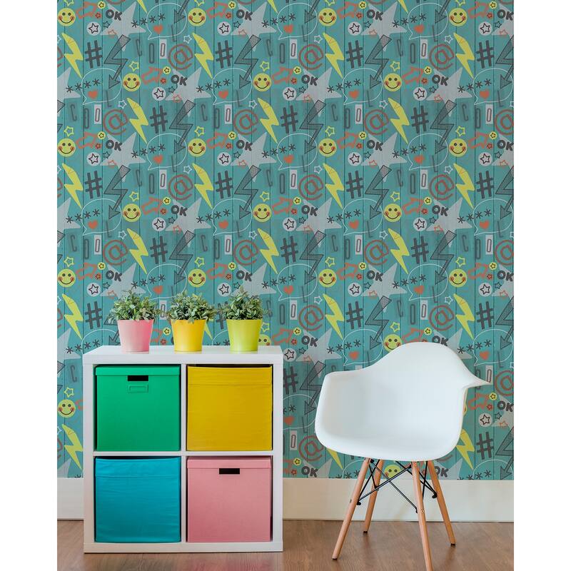 Fine Decor Troy Yellow Graffiti Wallpaper