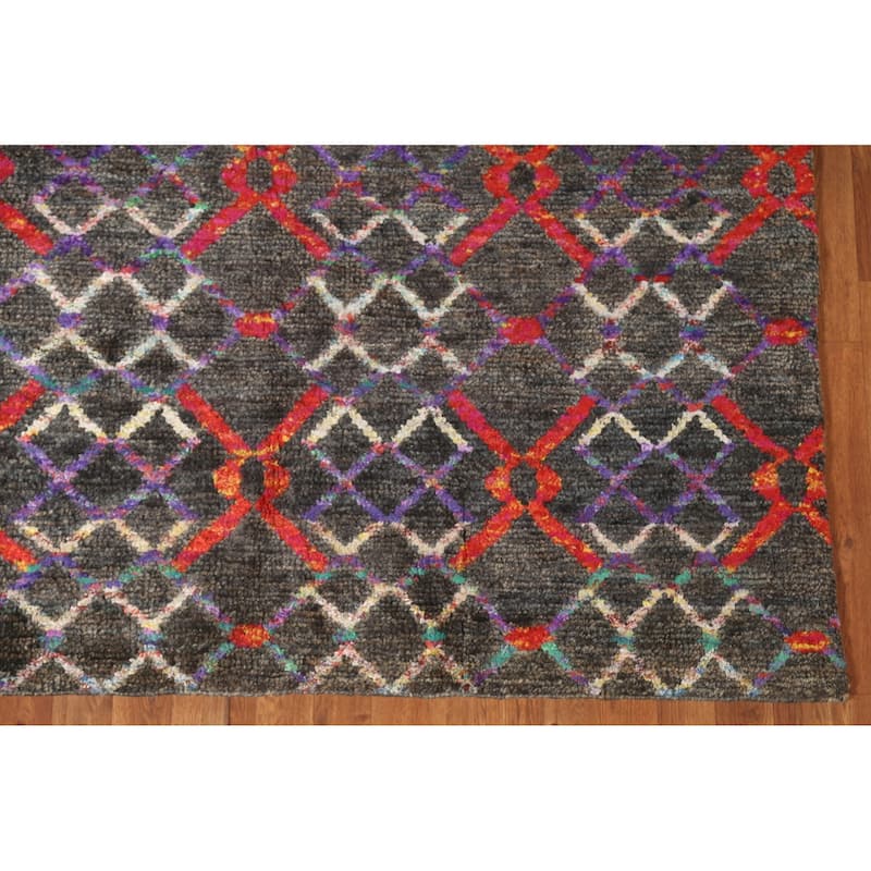 Trellis Abstract Persian Area Rug Hand-Knotted Wool Carpet - 5'8" x 8'6"