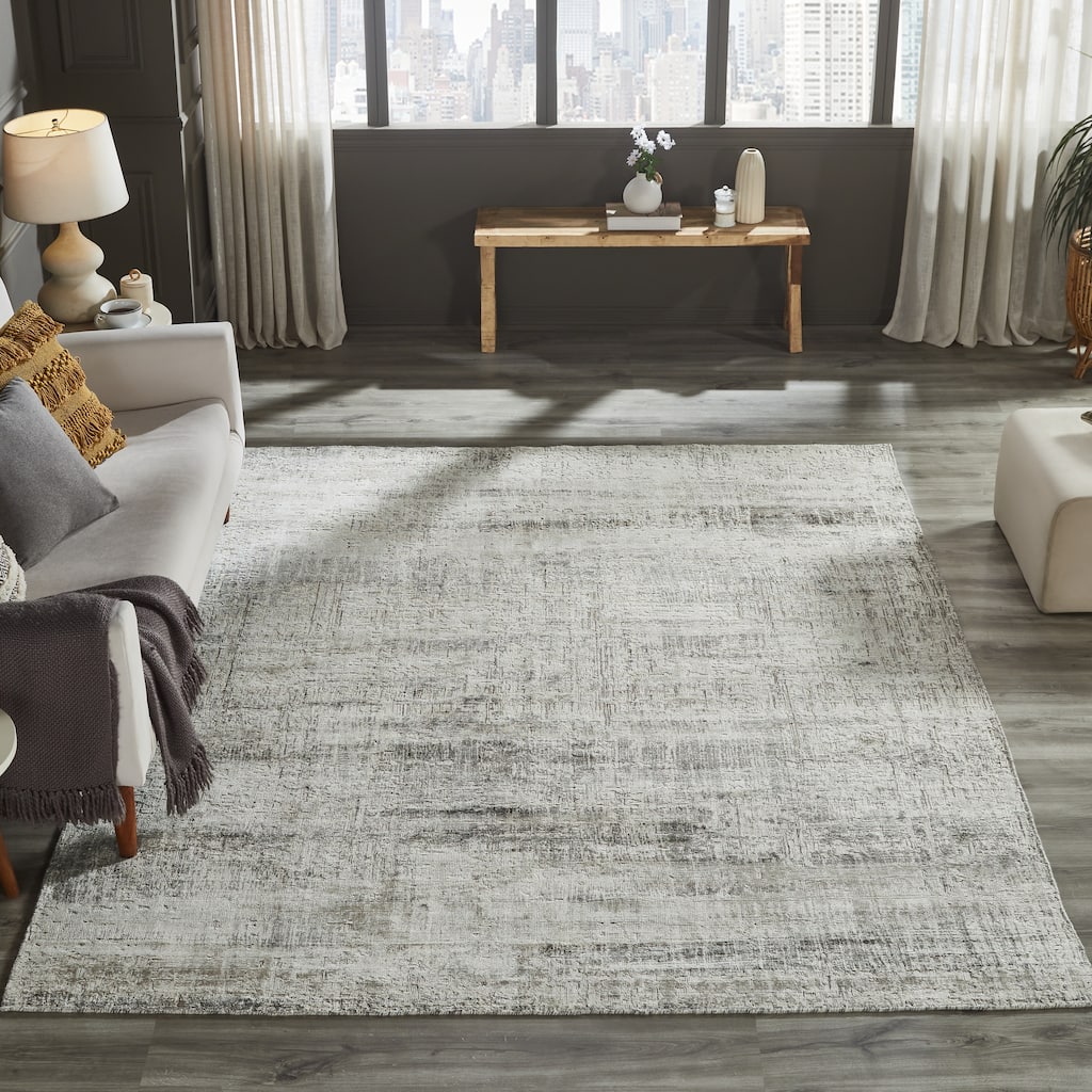 Urban Distress Abstract Silver Handmade Area Rug
