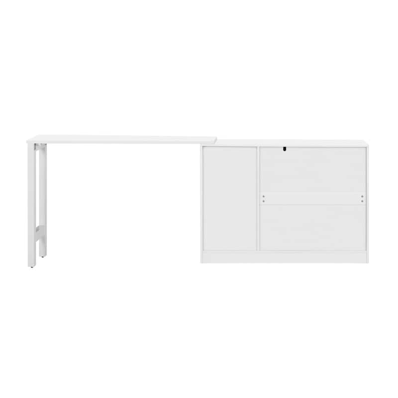 89.7'' Wooden Sideboard with Extendable Table - Multifunctional Storage Cabinet with 2 Doors and 3 Drawers