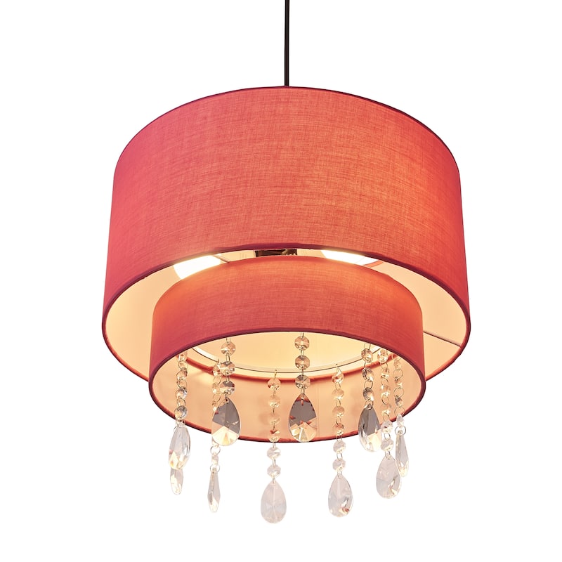 15 inch 3 lights pink cloth with crystal decoration 15 inch pendant