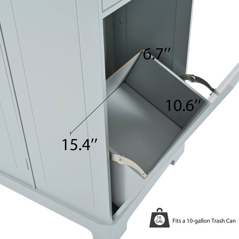 Rolling Kitchen Islands on 5 Wheels with 3 Drawer, 3 Open Side Racks for 10 Gallon Garbage Bin