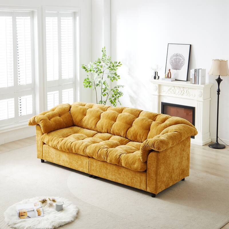 99.2" Fabric Modern Classic 3-Seater Sofa with Plush Cushions