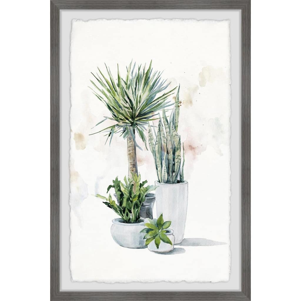 Green Plants Shrub II Framed Wall Art, Nature-Inspired Accent - Refreshing Botanical Touch for Your Walls