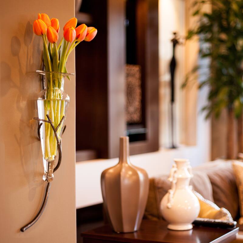 Clear Amphora Vase with Twig Sconce