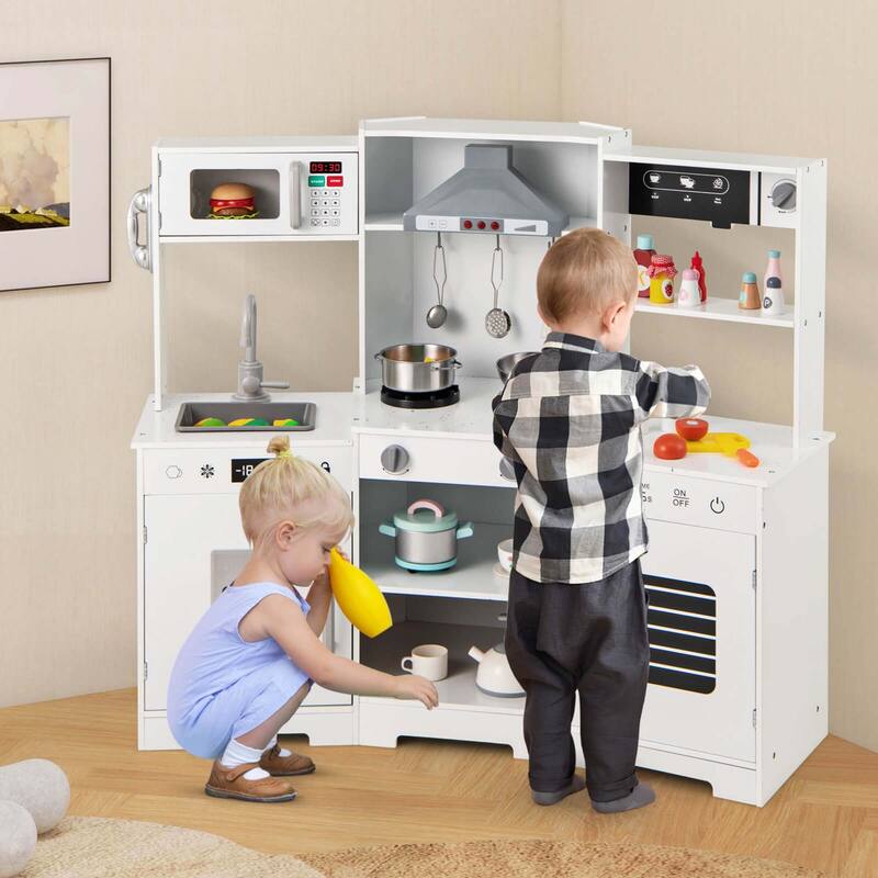 Costway Pretend Play Kitchen for Kids Toddler Aged 3+ Wooden Toy Set - See Details