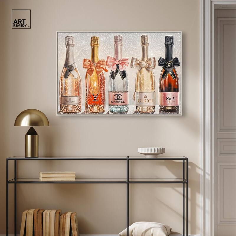 Champagne Bottles Glitz Canvas by Art Remedy
