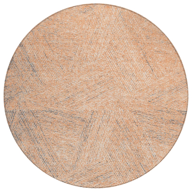 Machine Washable Indoor/ Outdoor Solid Geo Chantille Rug