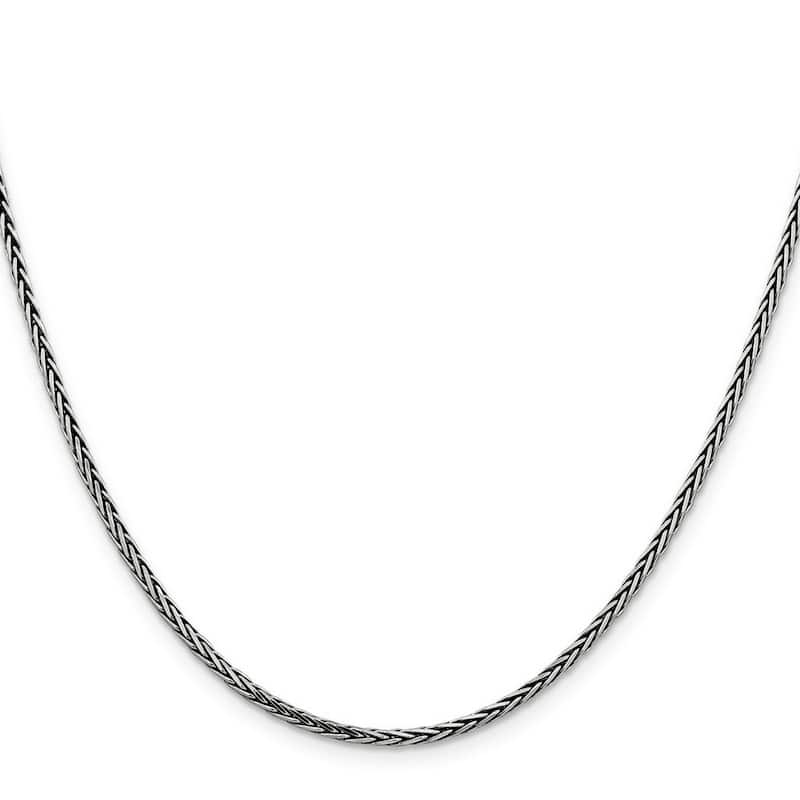 Curata 925 Sterling Silver Solid 2.2mm Square Spiga Chain Necklace