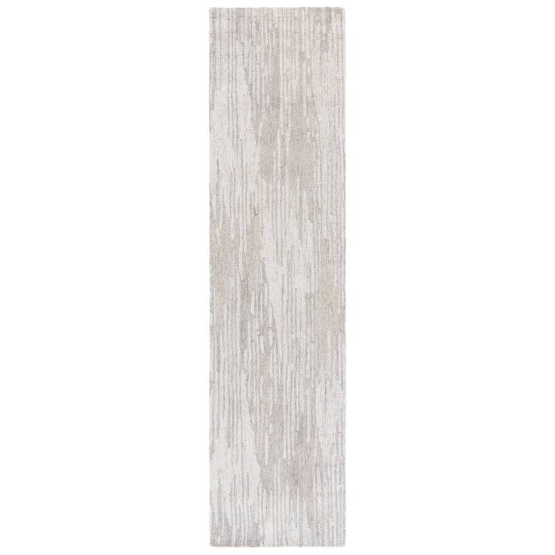 SAFAVIEH Handmade Ebony Sandy Wool Rug - 2'3" x 9' Runner - Grey/Ivory