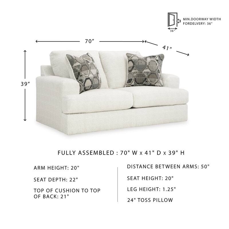 Signature Design by Ashley Karinne White Loveseat - 70"W x 41"D x 39"H