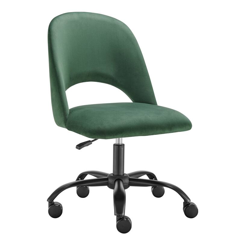Green and Black Steel and Velvet Adjustable Swivel Rolling Conference Office Chair - 20.08' X '37.6' X '23.82