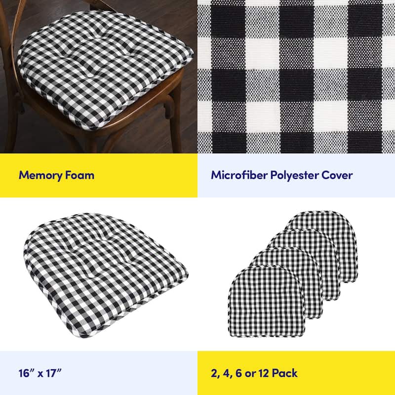 Checkered Memory Foam U-Shape Non-Slip Chair Cushion Sets