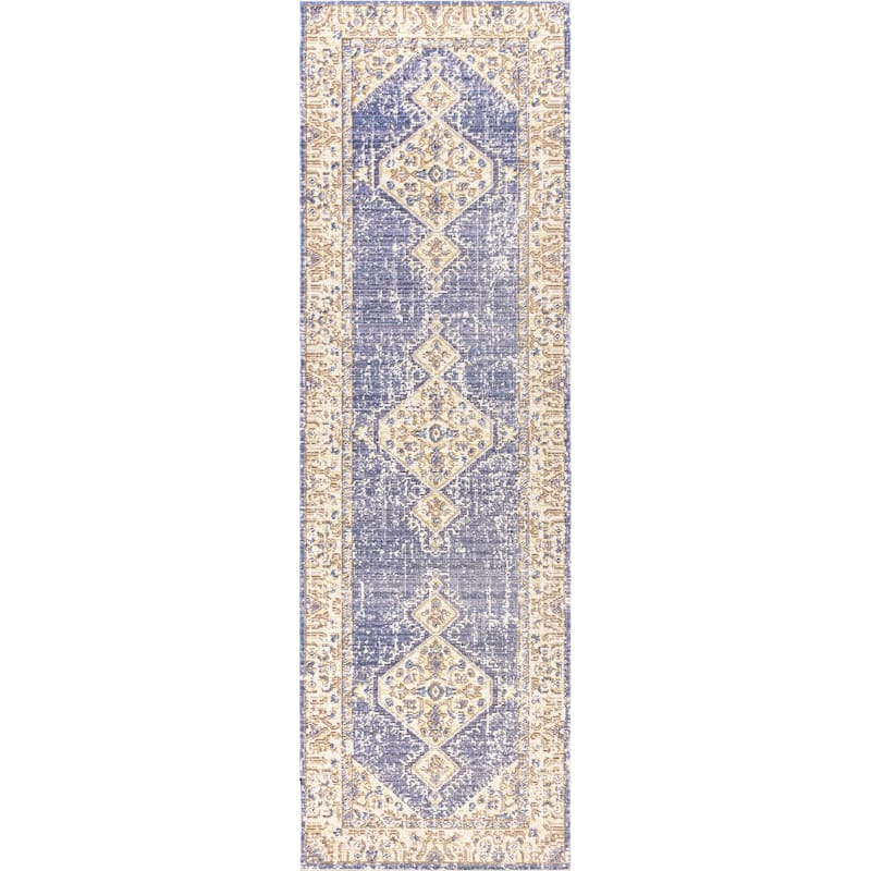 JONATHAN Y Petras Modern Tribal Medallion Area Rug - 2 X 8 - Lavender/Grey