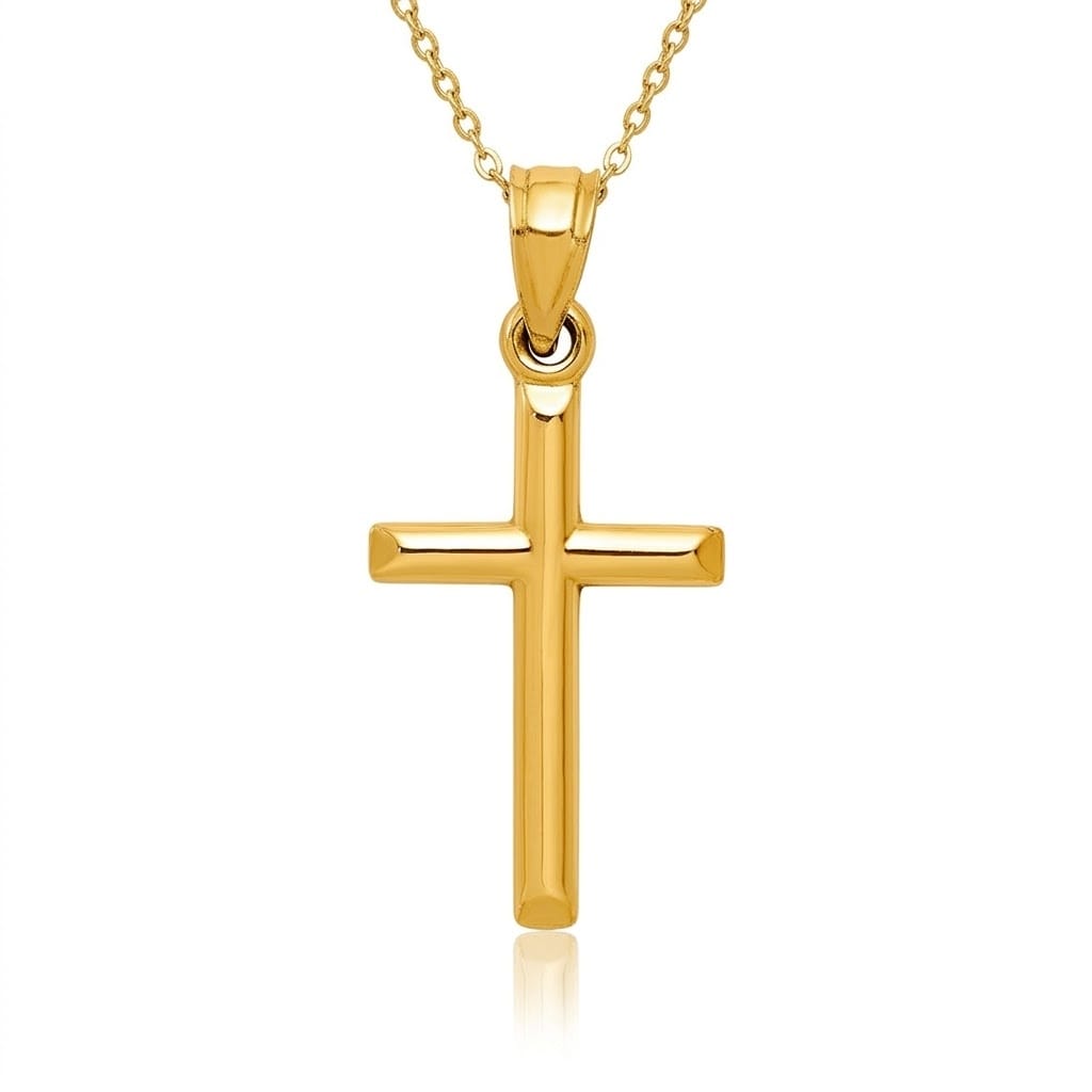 Curata 10k Yellow Gold 18" 12 x25mm Small Polished Latin Cross Necklace