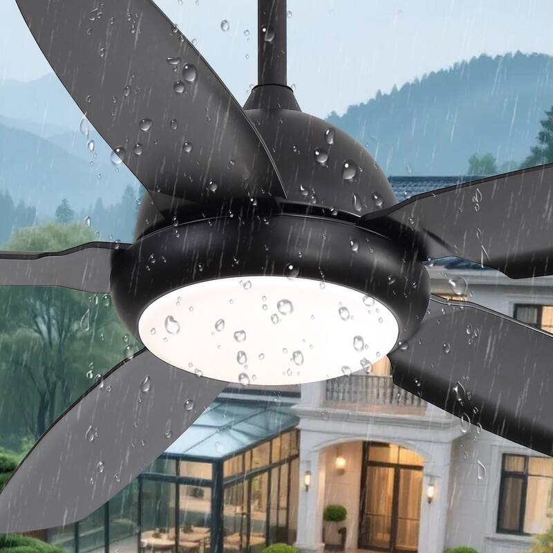 Sofucor 52 Inch Waterproof Outdoor Ceiling Fan with Lights and Remote,IP65 Hanging Gazebo Fan,Wet Rated Plug in Fan with Cord