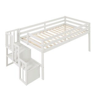 Twin Loft Bed with Stairs and Storage, Ideal for Kids