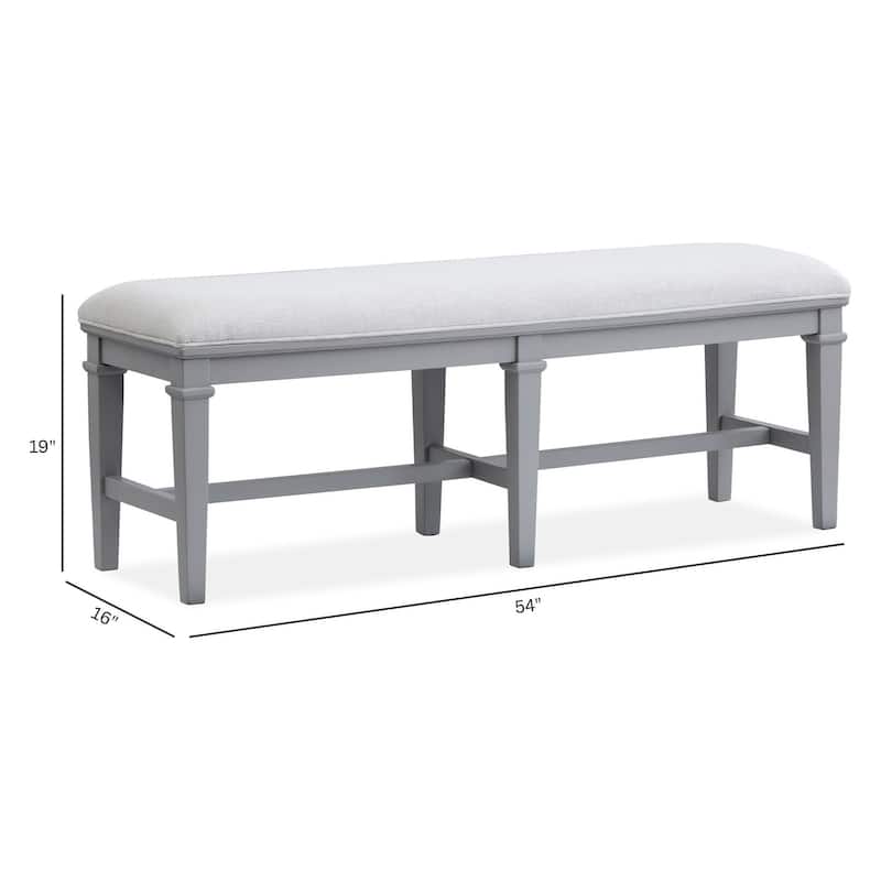 Magnussen Home Charleston Harbor Gray Upholstered Bench - 54''W x 16''D x 19''H