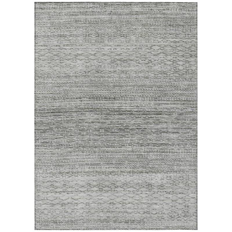Machine Washable Indoor/Outdoor Modern Trellis Chantille Rug