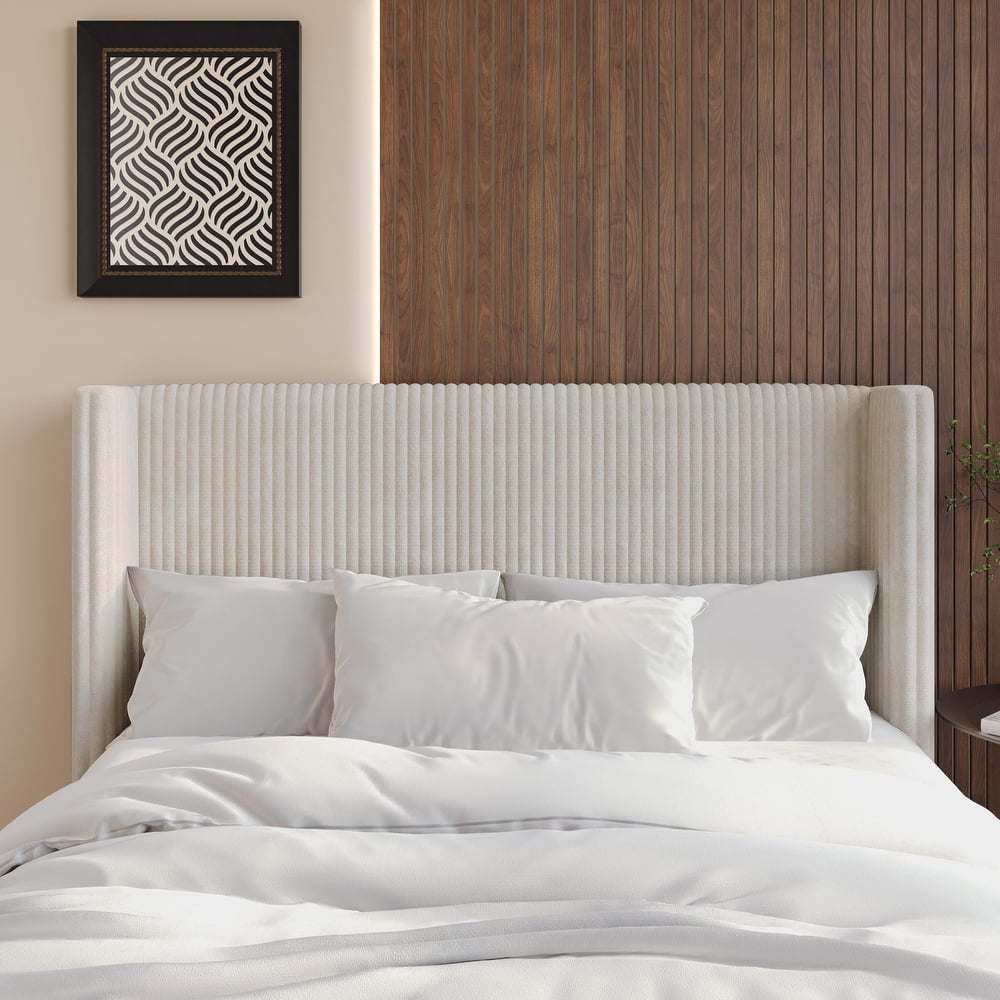Clayfell Lenox Upholstered Wingback Headboard, Soft Corduroy, Easy to Assemble