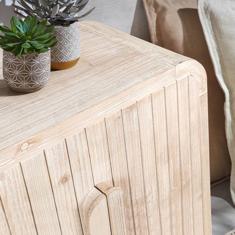 59'' Farmhouse Curved Vintage Storage Sideboard