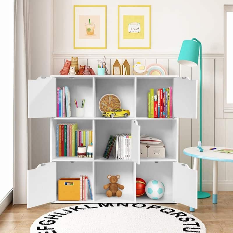 9 Cube Wooden Bookcase Freestanding Storage Shelf for Home Office