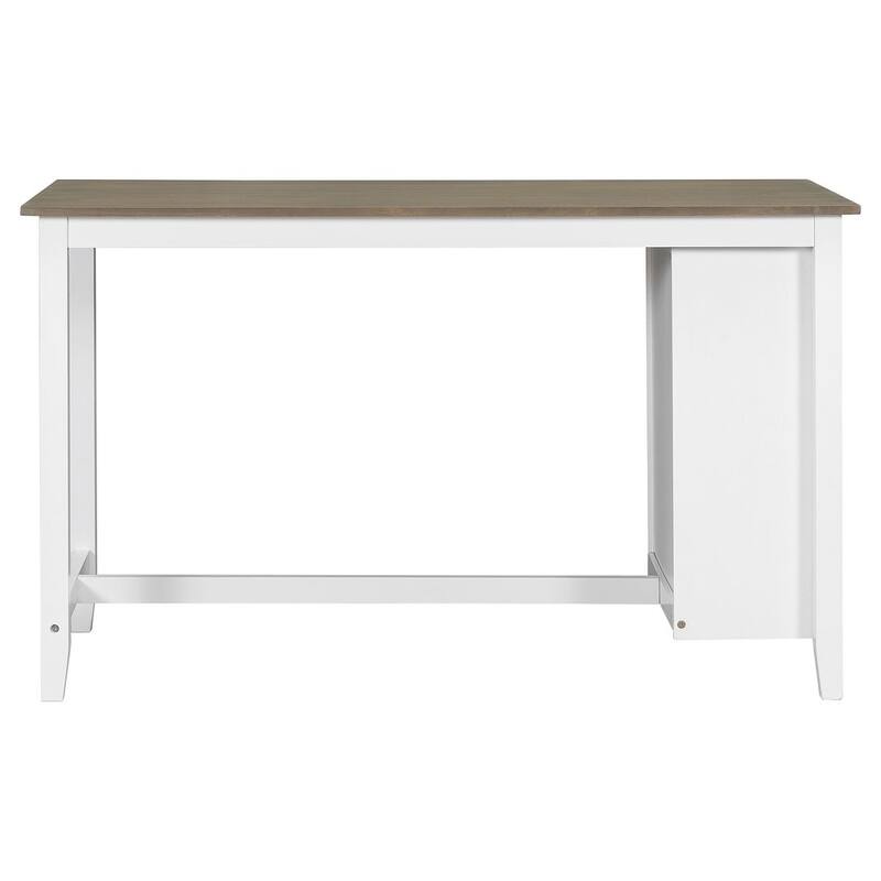 5 PCS Multi-Functional Rubber Wood Dining Set withIntegrated 9 Bar Wine Compartment